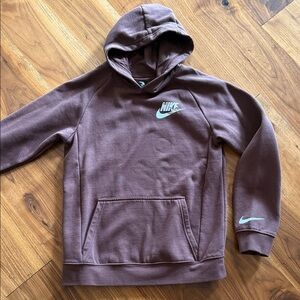 Nike youth XL Chocolate Brown Hoodie with White Logo